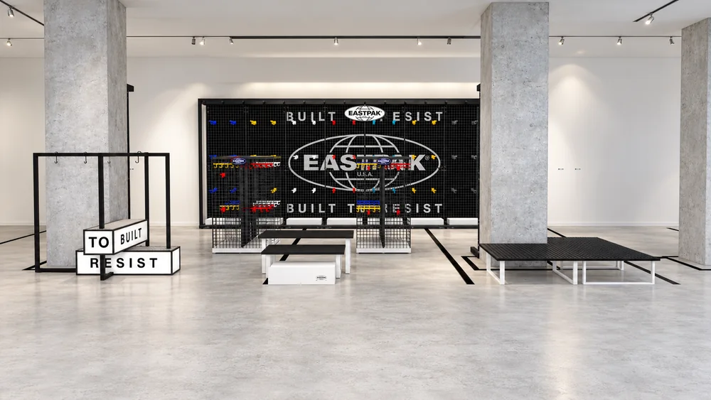 Eastpak - Zone éphémère Citadium : Installation sans produits, vue de face