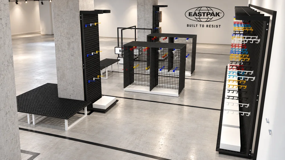 Eastpak - Zone éphémère Citadium : Structure et disposition du mobilier