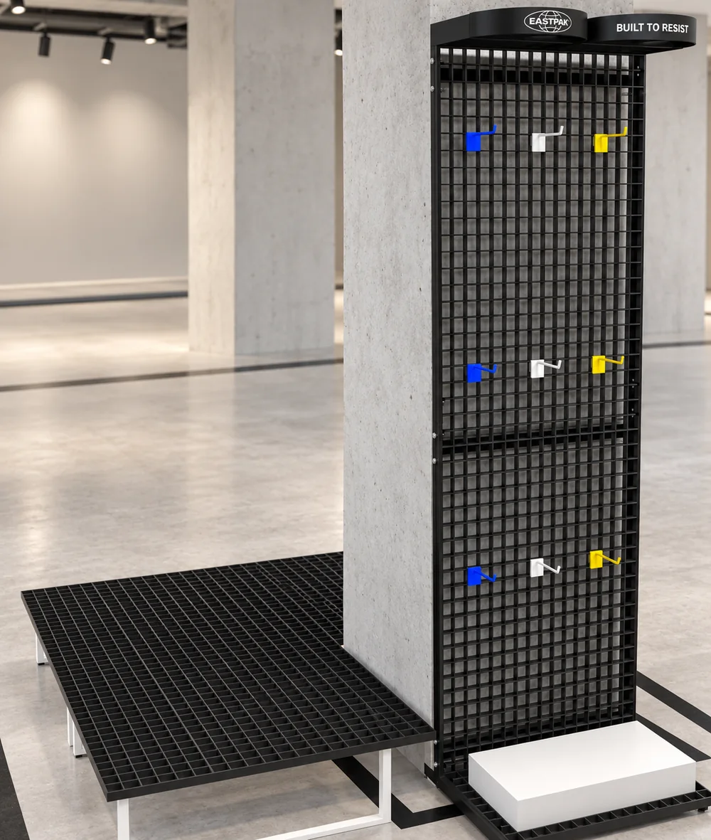 Eastpak - Zone éphémère Citadium : Panneau vertical avec crochets, angle 1
