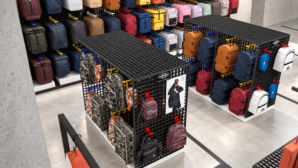 Eastpak - Zone éphémère Citadium : Détail des présentoirs et des collections