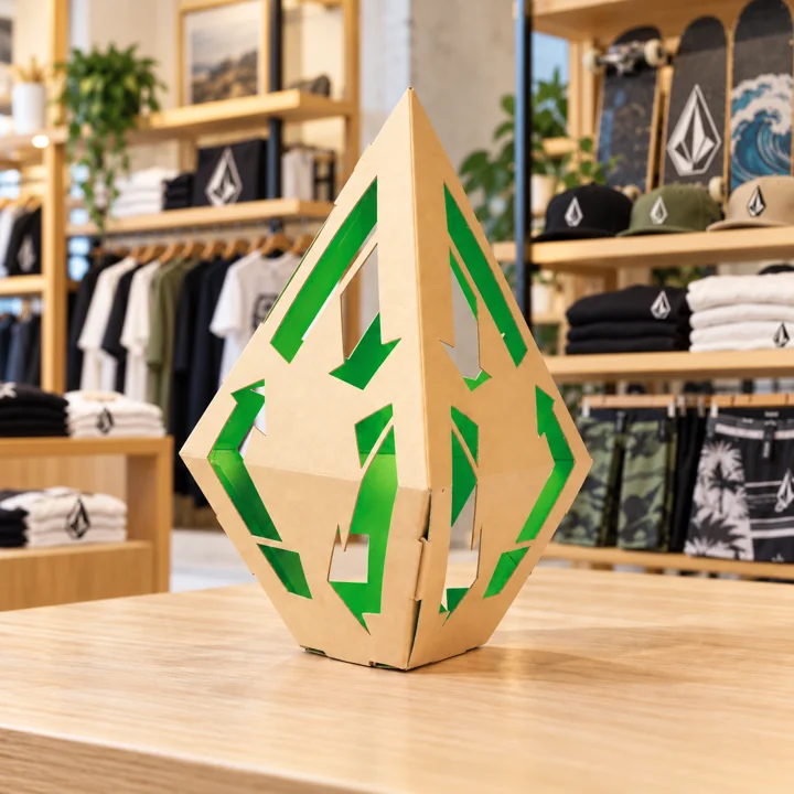 Volcom — Logo 3D fluo — mise en situation en magasin