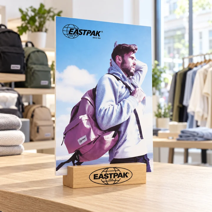 Eastpak — Wooden stand — mise en situation en magasin